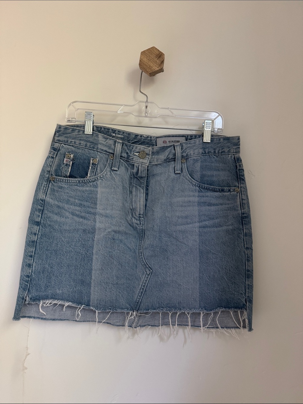 AG Adriano Goldschmied Light Wash Denim Mini Skirt